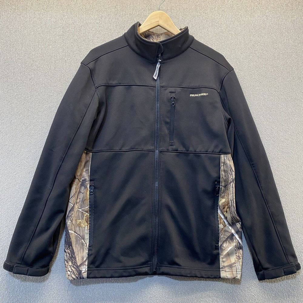 Realtree Outdoor Jacket Coat Black Camo Hunting Long Sleeve